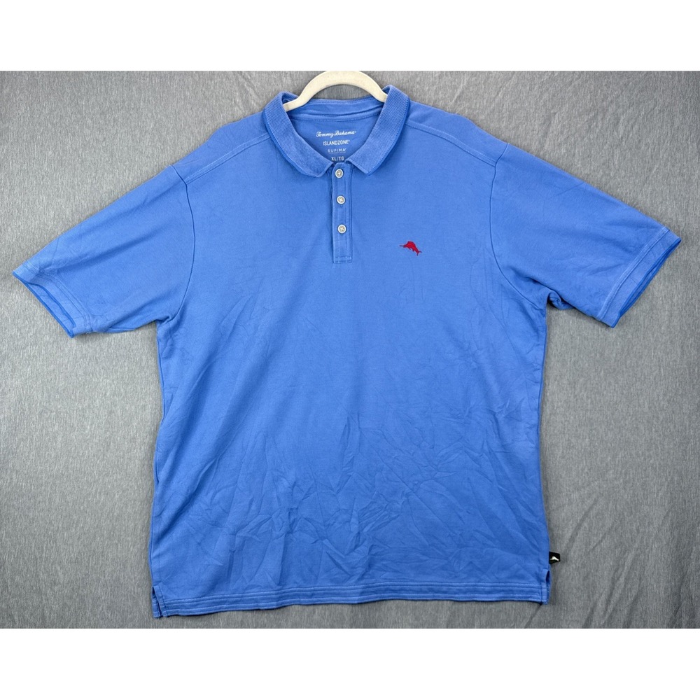 Tommy Bahama Men Shirt Island Zone Light Blue XL Supima Cotton Blend Beach
